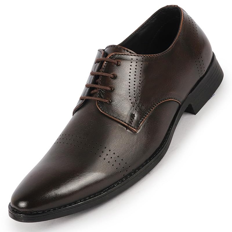 Image of FAUSTO Men's Party Formal Office Genuine Leather Lace Up Shoes