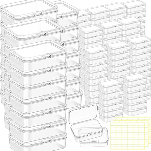Image of Bead storage container,140pcs Transparent Plastic Storage Containers Different Sizes,Crayon Box, Small Item Management Box And Labels,DIY Jewelry Craft Nails, Bracelets, Jewelry, Diamonds, 4.5x3.3x1.1