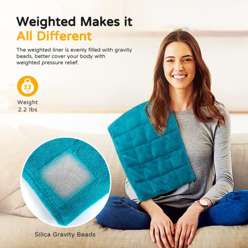 Weighted Heating Pad For Back Pain Relief, 2.2Lb Large Electric Heating Pads For Cramps Neck Shoulder, 4 Heating Levels With Auto Shut Off, Fast Heating Dry& Moist Therapy Options Washable 12"X24" #TOP1