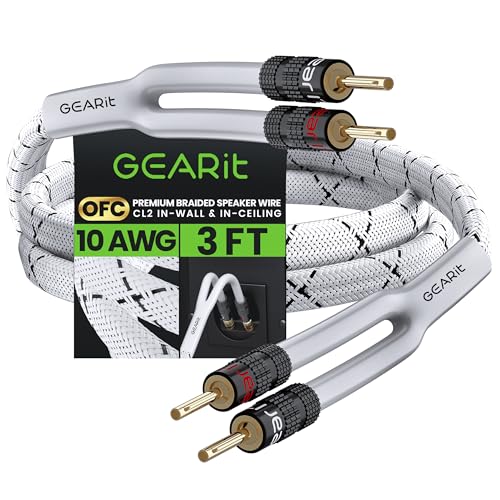 Câble de haut-parleur 10 AWG GearIT avec fiches bananes 91 cm