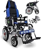 2021 Hawk Mobility Limited Edition - Reclining Ultra Lightweight 18' Wide Seat, Foldable Travel Motorized Electric Power Scooter Travel Safe Heavy Duty Wheelchair (Blue, 18' Seat Width)