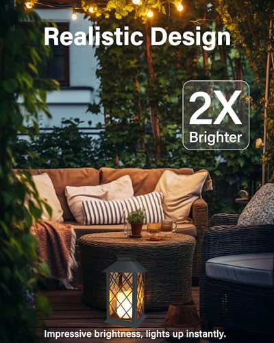 Image of SHYMERY Solar Lanterns Outdoor Waterproof, 14 Inch Outdoor Lanterns with LED Flickering Flameless Candles,2 Pack Hanging Black Lantern Decorative for Patio,Front Porch,Balcony,Outside,Table Decor
