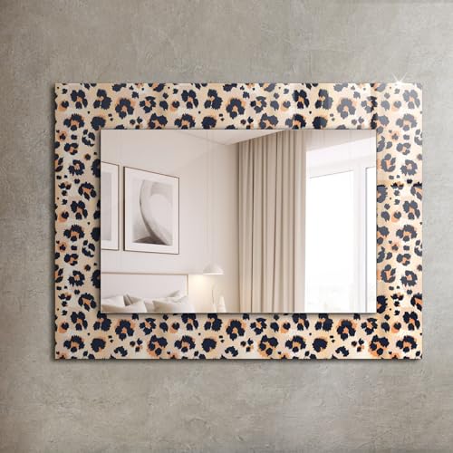 Miroir imprimé léopard 80x60 cm rectangulaire sans cadre moderne pour salon