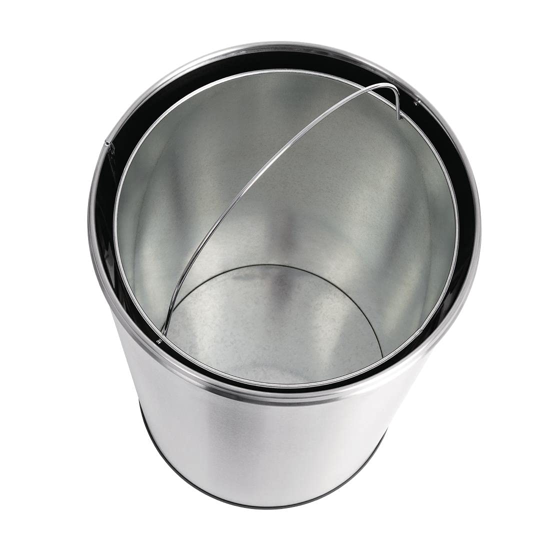 Bolero Cubo de basura con tapa abierta, 40 l, acero inoxidable
