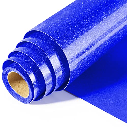 Film de transfert à paillettes - 30 cm x 200 cm - Vinyle permanent - Pour traceur - Film flexible - Pour textile - Film de transfert à repasser - Pour bricolage, T-shirt, tissus (bleu) Cover