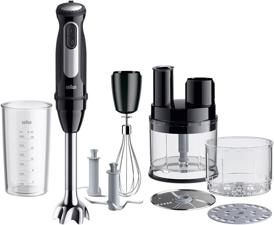Braun MultiQuick 5 Pro MQ55755M - Electric Hand Blender with 25 Speed Levels, Easy Click System Plus, 4-Piece Accessory Set, 1000 Watt, Black