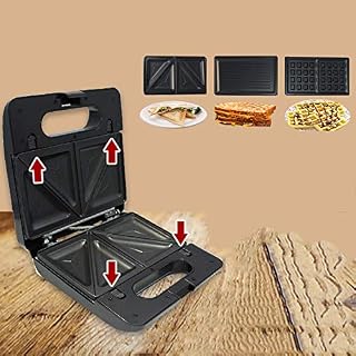 LY-JFSZ Toster 3 w 1 do kanapek, toster domowy, toster panininiowy, gofrownica, maszyna do grillowania, 750 W, piec elektryczny