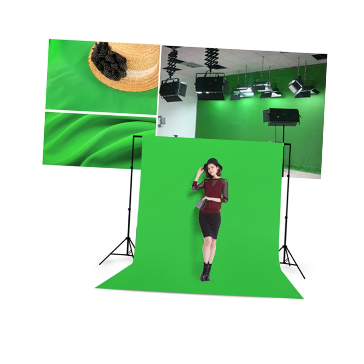 Mikinona Sfondo Fotografico Tocco Confortevole per Fotografi per Uso Indoor e Outdoor Fondale per Fotografia Professionale Verde in Cotone Misto