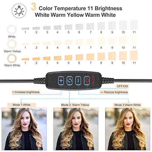 10.2\" Selfie Ring Light with Stand, Phone Holder and Bluetooth Remote, LED Circle Light Ring for Live Stream/Makeup, Desk Halo Camera Ringlight for YouTube Video/Photography/iPhone/Phone/Laptop - Thumbnail 4