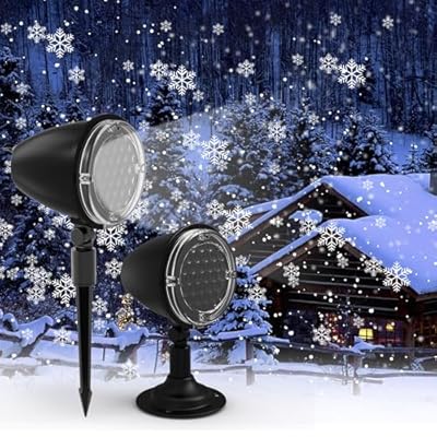 2pcs Snowfall LED Light Projector,FLEVO Outdoor Snowflake Lights Projector,Christmas LED Projector Lights, Landscape Decorative Lighting for Holiday Garden Party Decoration