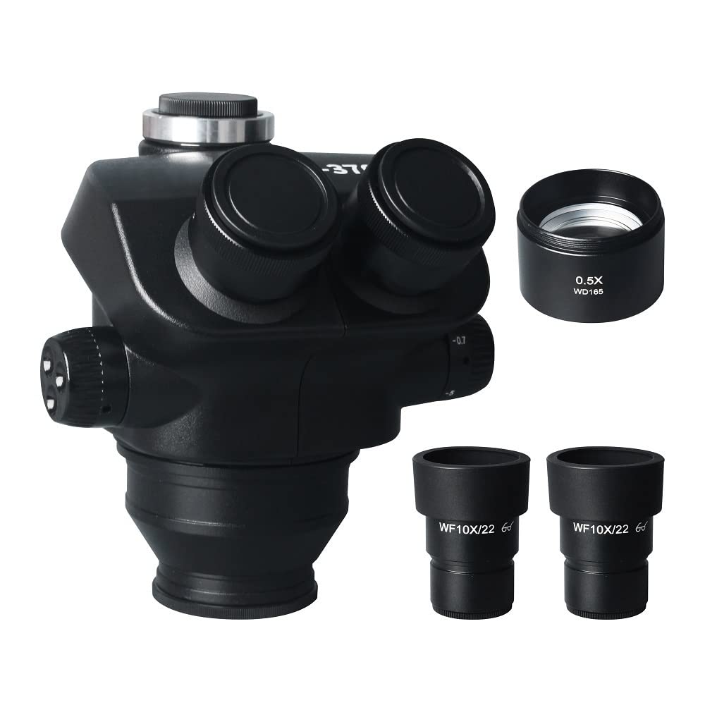 Microscope 7X-50X Simul-Focal Trinocular Microscope Zoom Stereo Microscope Head 0.5X 2.0X Auxiliary Objective Lens for PCB Soldering(with 0.5X)