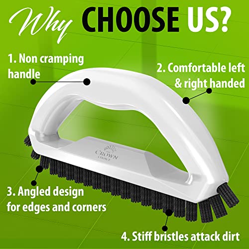 The Crown Choice Grout Cleaning Brush | Grout Cleaner And Scrubber Brush With Stiff Nylon Durable Bristles | Scrub Brushes For Cleaning Bathroom, Tile, Kitchen, Floor, Bathtub And Carpet #TOP1