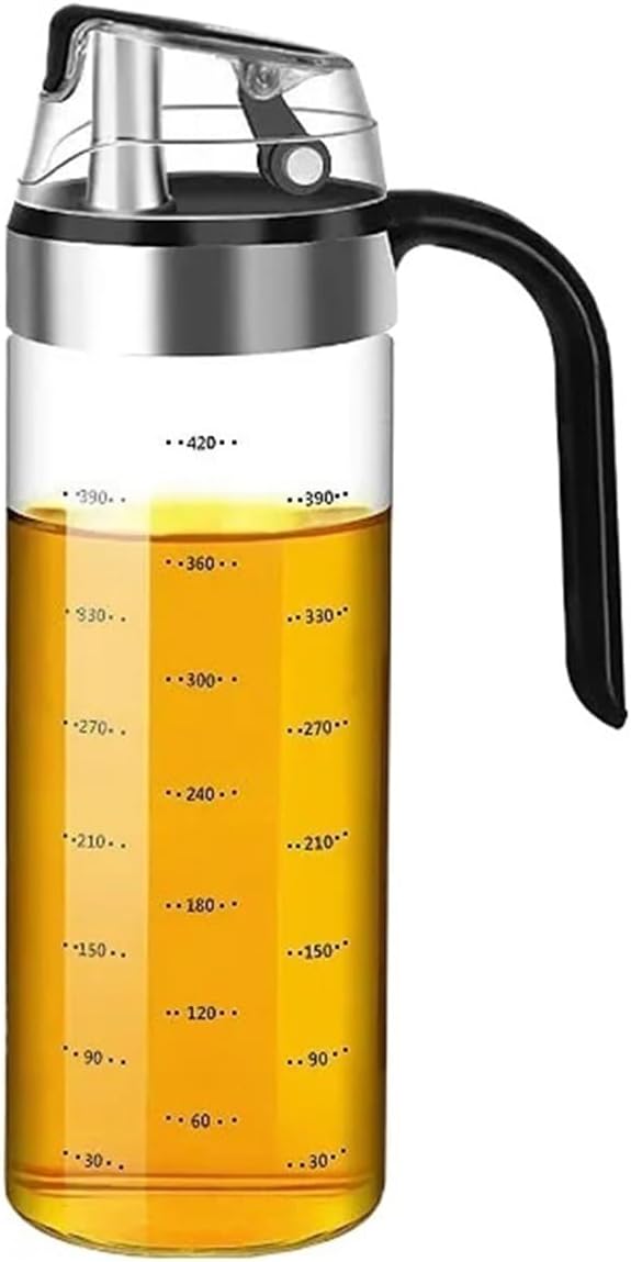 Cooking Seasoning Bottle Dispenser Sauce Bottle Glass Storage Bottles Spice Glass Oil Spray Vinegar Creative Kitchen Tools(450ml)