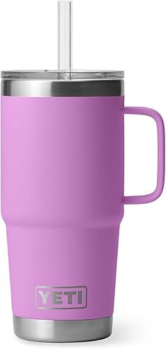 Miniatura 432 de YETI Rambler - Vaso de viaje con asa y tapa con popote, 35 onzas, vaso de agua de viaje, con asa, acero inoxidable, color blanco