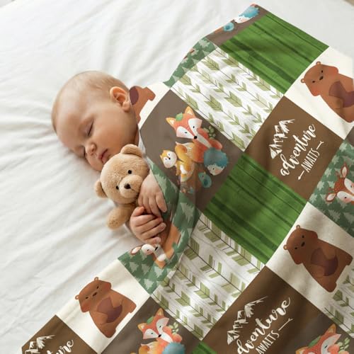 Image of Baby Blanket for Boys Girls, Woodland Animals Baby Blankets for Son Daughter, 30x40 inches Super Soft Fleece Blanket for Newborn Infant, Lightweight Bed Throw Nursery Blanket