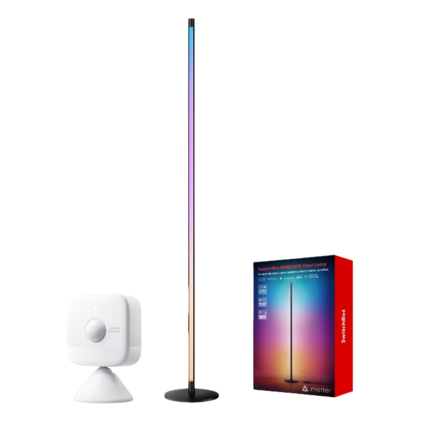 Smart Floor Lamp RGBICWW with Presence Sensor, Voice/App Controlled Works with Alexa, Apple Home & Google, Matter, Warm & Cool White, 1200lm Music Sync, Lamp for Living Room for Bedroom