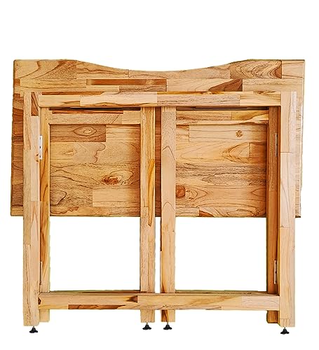 Image of Dawn Riser Teakwood Foldable Laptop Study Table Computer, Pc, Writing Folding Desk Home & Office Space Saving, Easy Storage, Sleek Design Natural Finish, Solid Wood DIY Model