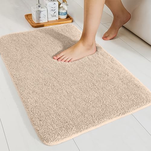 Image of enera Microfibre Bath Mat | Soft & Absorbent 2650 GSM | Non-Slip Latex Backing | Quick Dry, Washable Multipurpose Floor Mat for Bathroom, Bedroom, Kitchen & Home (Opella 40 x 60 cm) (Taupe)