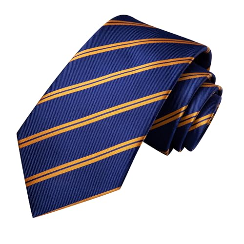 Image of Hi-Tie Men Ties Sets Silk Stripe Paisley Necktie Pocket Square Cufflinks for Business Wedding