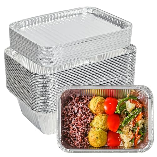 Aluminum Foil Pans with Lids 2.25L, 25 Pack