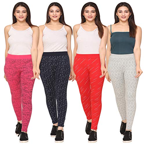 Image of SHAUN Women Free Size (Waist Size-26-34 inch) Stretchable Jegging (Length 37-39 inch Pack of 4)
