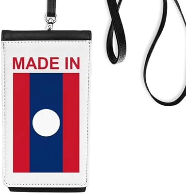 Made in Laos Country Love Phone Wallet Purse Hanging Mobile Pouch Black Pocket
