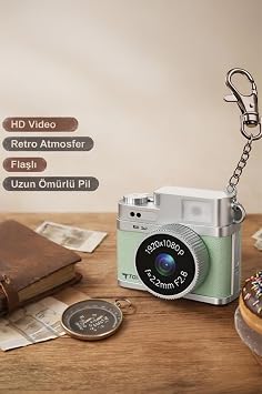 Mini Dijital Kamera Selfie Video Vlog Kamerası Mini Anahtarlık 1080P CMR35 Açık Yeşil