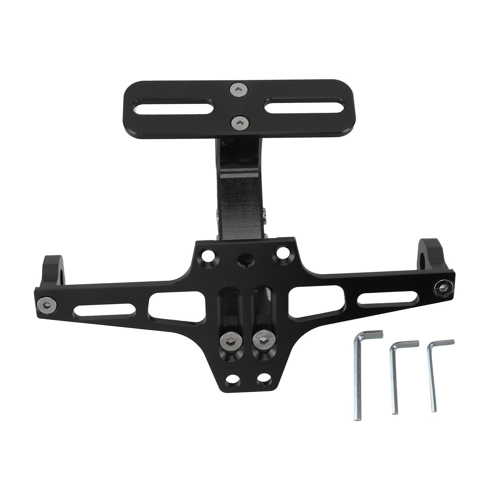 KZEDCVX Adjustable Motorcycle License Plate Holder for Suzuki Boulevard M109R Intruder VZR1800 M1800R, Universal CNC Aluminum Number Plate Bracket with Mounting Hardware,normal-Black