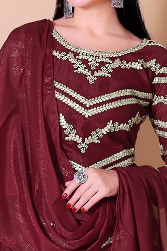 Image of Xomantic Fashion Womens Pink Color Georgette Silk Eid Collection Kurta sharara Dupatta Set