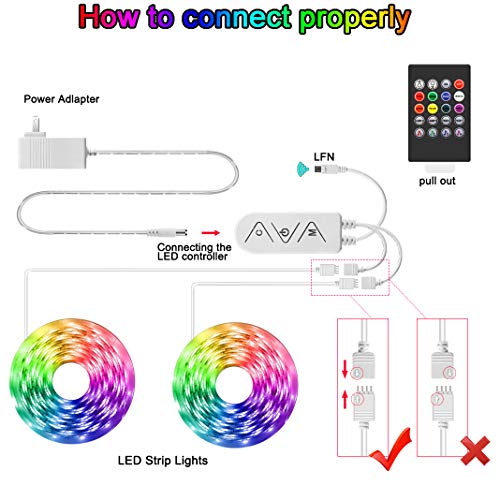 Image of LED Strip Lights 50ft , Multicolor RGB LED Light Strips, 5050 LED Tape Lights, Music Sync Color Changing+Remote Control +APP Controlled LED Strip Lights for Bedroom Party Home Decoration