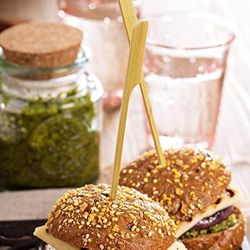 Swastha Hygiene (3.5 inch, 50) Wooden Gun Stick Skewers β Paddle Skewers Set for Outdoor Dining, Ideal for Starters Like for Appetizers, Fruits, Kababs, Snacks & Barbecue 2