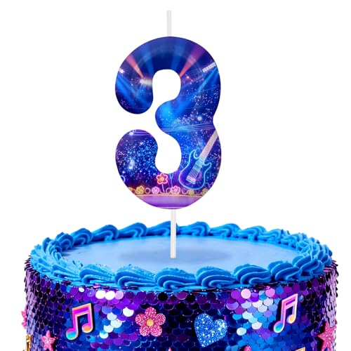 Image of Blue Number 3 Birthday Candles, Cartoon Themed Cake Toppers for Boys Girls Cake Decorations, Birthday Decorations Party Supplies, Number Candles for Party Decor