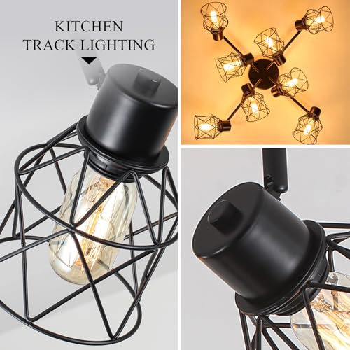 Image of BUXVRCS 8 Lights Black Adjustable Multi-Directional Kitchen Light Fixtures
