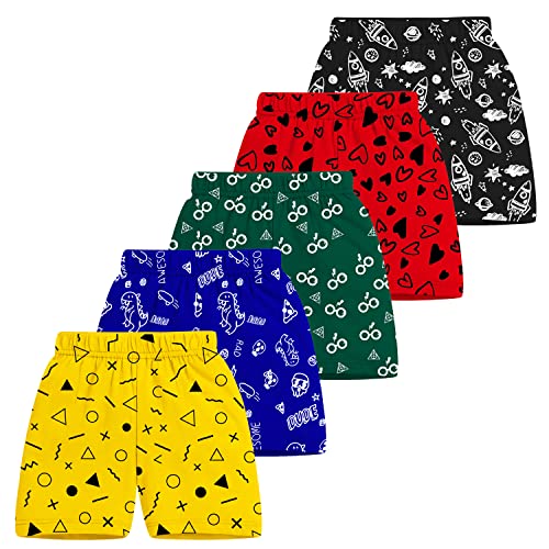 Image of Trampoline Kids Shorts Pack of 5 for Boys & Girls | Vibrant Multipack Summer Wear | Soft Cotton Blend | Comfy Fit for Daily Adventures | Breathable & Easy-to-Wear Essentials