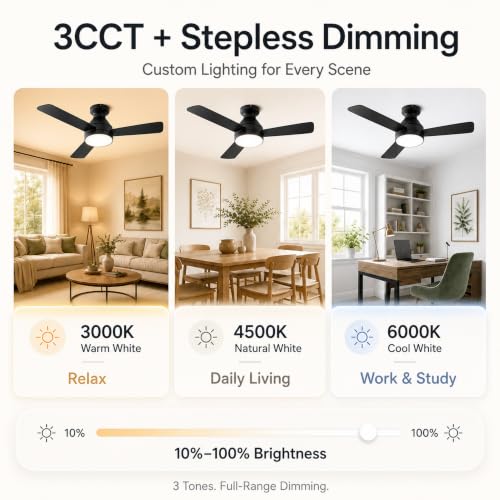 RDHFATL Ceiling Fan with Light 42 Inch Flush Mount Remote 3CCT 6 Speed - image 6