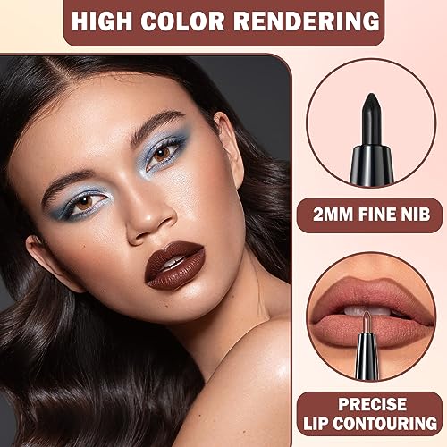 Qiufsse 3 In 1 Black Lip Liner Pencil And Lipstick Lipgloss Set Matte Black Lipstick Lip Gloss Kit Long-Lasting Nonstick Cup Smudge Proof Lip Kits With Lip Liner,Velvet Goth Makeup thumb #4