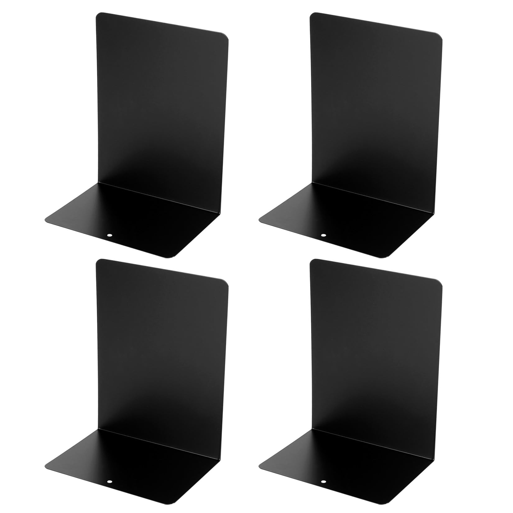 Heavy Duty Metal Bookends, L-Shaped Book Ends For Shelves, Non-Skid Book Stoppers Supports For Home Office Library, Sturdy Desk Organiser For Heavy Books DVDs CDs, Matte Black Finish (4 Pieces)