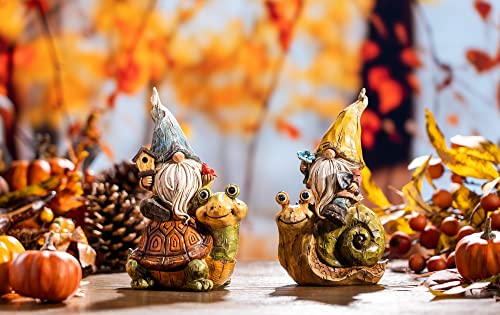 Teresa's Collections Garden Gnome Holiday Decor, Snail Turtle Outdoor Statues Set Of 2 Gnomes Decorations For Yard Resin Lawn Ornaments Windowsill Patio Home Decor, 7.5 Inch #TOP1