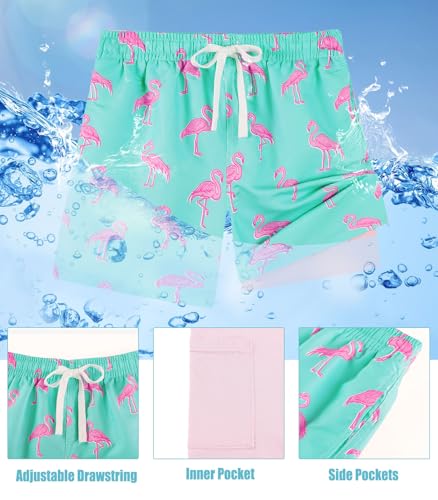 Boys Swim Trunks with Compression Liner Swim Shorts Kids Quick Dry Bathing Suit Boxer Brief Swimwear 6-20 Years3