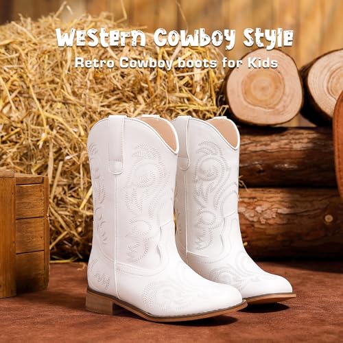 Cowboy Boots for Girls Boys Kids Cowgirl Riding Boots Square Toe Western Embroidery Mid-Calf Birthday Party Toddler Big Kid4