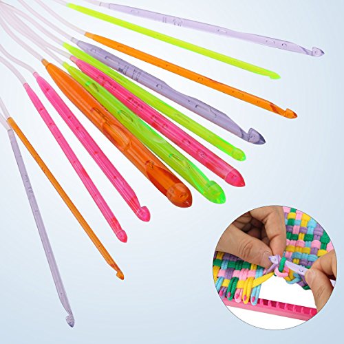 Tinksky 12 Sizes Colorful Plastic Carpet Crochet Hooks Knitting Needles 3.5mm to 12.0mm with Cable - Thumbnail 3