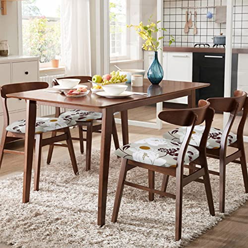 Image of SearchI Seat Covers for Dining Room Chairs Stretch Printed Chair Seat Covers Set of 6, Removable Washable Upholstered Chair Seat Protector Cushion Slipcovers for Kitchen, Office(Flowers Pattern10)