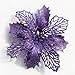 DERVONUNS Poinsettia Christmas Decorations Christmas Flowers Glitter Christmas Tree Decorations and Ornaments (12 Pack)(Purple)