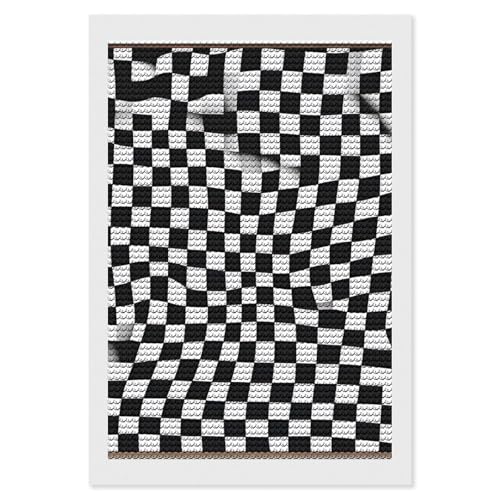 Kit art diamant 5D drapeau à carreaux idée cadeau créatif pour adulte