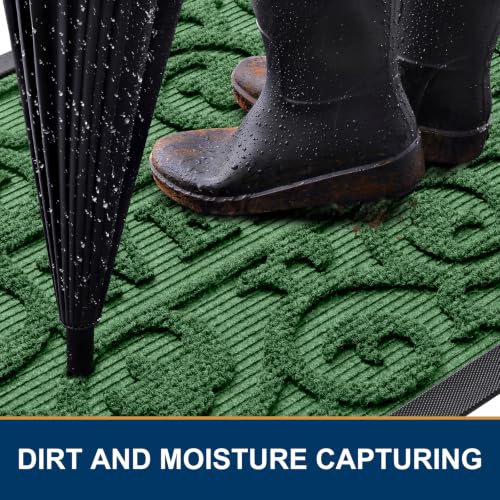 Image of Smiry Front Door Mat Outside Entrance, Low Profile Rubber Doormat, 47x32