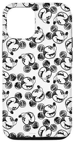 Coque iPhone 12 Pro Mickey Mouse design croquis noir et blanc