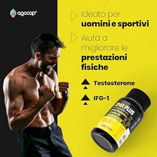 ZMA Alta Concentrazione 180 compresse. Integratore Testosterone Massa Muscolare a base di Zinco, Magnesio e Vitamina B6. Riduce Stanchezza e Affaticamento. NO GLUTINE E LATTOSIO. Zma PLUS da Agocap