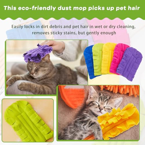Image of Zubebe 50 Pcs Reusable Duster Refills Fleece,Dark Color | Soft Polyester Fiber Flat Duster Refill Multi Surface Washable Cleaning Pad Tools for Home, Blinds, Car, Pet, Furniture, Fans