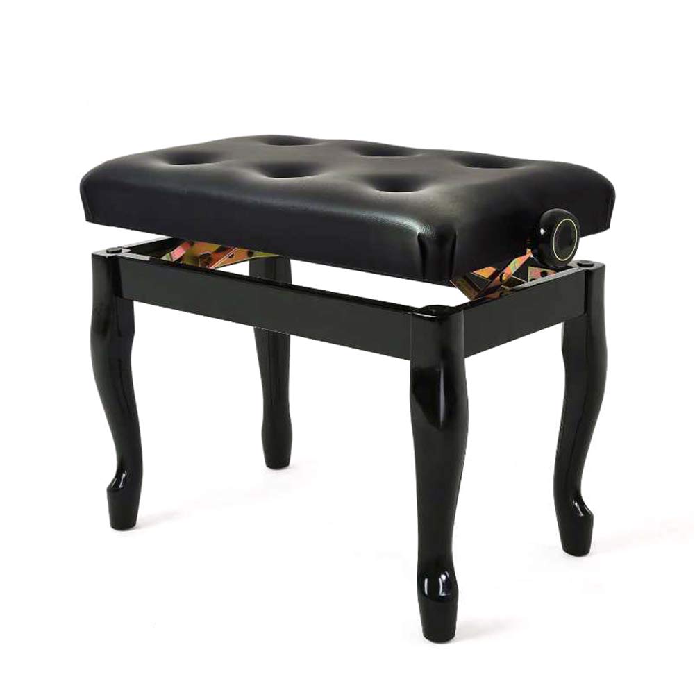Piano-Keyboard-Bank, höhenverstellbarer Piano-Hocker, Schwarze Holz-Keyboard-Bänke für eine Person mit gepolstertem Sitz aus Kunstleder
