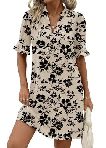 Zeagoo Dresses for Women Summer Work Dresses 2026 Dress Shirts Short Sleeve Black Dress Vacation...